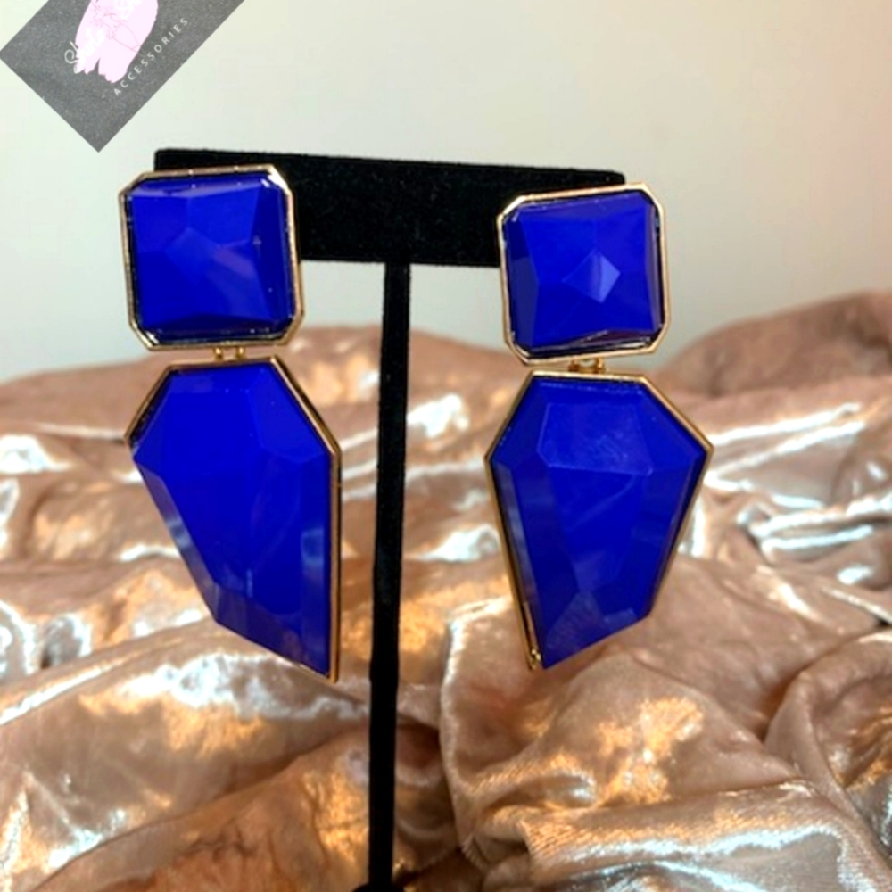 Cobalt blue/ gold tone earrings